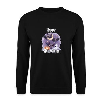 Halloween – Happy Halloween Cute Bats - Unisex Sweatshirt - black - Front - Alina (178cm) & Michal (187cm)