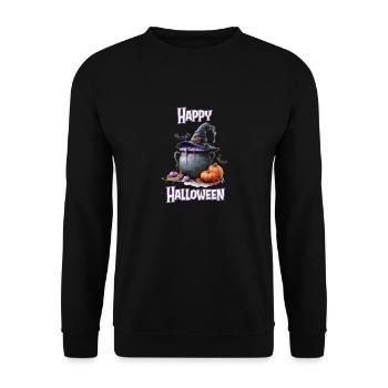 Halloween – Happy Halloween Witch's Kitchen Witch's Cauldron - Unisex Sweatshirt - black - Front - Alina (178cm) & Michal (187cm)
