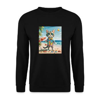 Beach Fun Cat Illustration Beachside Fun Cat - Unisex Sweatshirt - black - Front - Alina (178cm) & Michal (187cm)