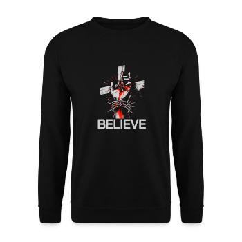 Jesus - Believe: Strong faith design - Unisex Sweatshirt - black - Front - Alina (178cm) & Michal (187cm)