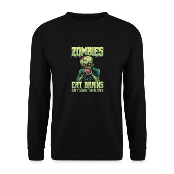 Zombie Halloween Zombies Eat Brains - Unisex Sweatshirt - black - Front - Alina (178cm) & Michal (187cm)