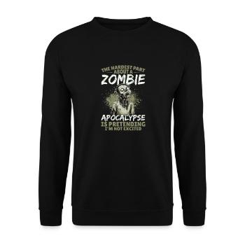 Zombie Halloween The Hardest Part About a Zombie - Unisex Pullover - Schwarz - Vorne - Alina (178cm) & Michal (187cm)