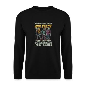 Zombie Halloween The Hardest Part About a Zombie - Unisex Pullover - Schwarz - Vorne - Alina (178cm) & Michal (187cm)
