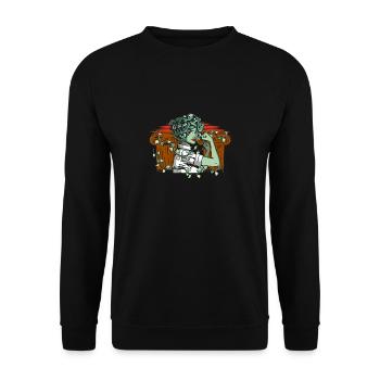 Ancient God Greek Medussa Mythology - Unisex Sweatshirt - black - Front - Alina (178cm) & Michal (187cm)