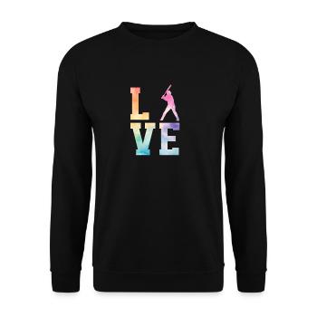 Baseball Sport Baseballspieler Pitcher Catcher USA - Unisex Pullover - Schwarz - Vorne - Alina (178cm) & Michal (187cm)