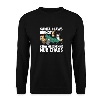 Père Noël Fête de Noël Noël Chats - Sweat-shirt Unisexe - noir - Devant - Alina (178cm) & Michal (187cm)