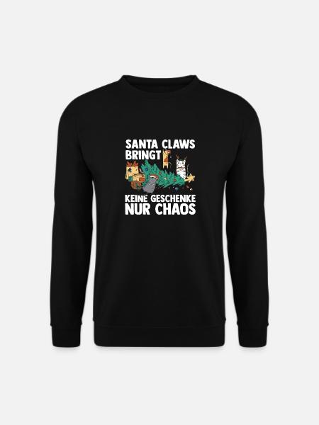 Weihnachtsmann Weihnachtsfest Weihnachten Katzen - Unisex Pullover - Schwarz