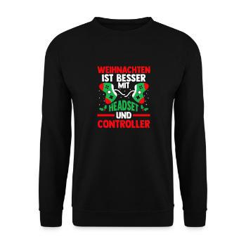 Père Noël Gaming Noël Noël - Sweat-shirt Unisexe - noir - Devant - Alina (178cm) & Michal (187cm)