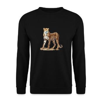 Cheetah Geparde Gepard - Unisex Sweatshirt - black - Front - Alina (178cm) & Michal (187cm)