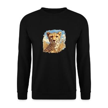 Cheetah Geparde Gepard - Unisex Sweatshirt - black - Front - Alina (178cm) & Michal (187cm)