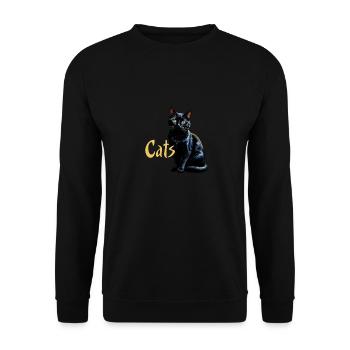 Majestätische schwarze Katze Porträt Majestic - Unisex Pullover - Schwarz - Vorne - Alina (178cm) & Michal (187cm)