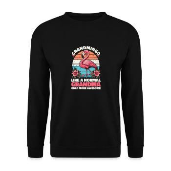 Grandmingo - Oma im Flamingo-Stil, einfach cool! - Unisex Pullover - Schwarz - Vorne - Alina (178cm) & Michal (187cm)