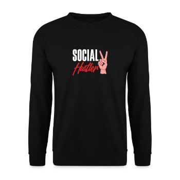 Social Hustler Peace Sign Style - Unisex Sweatshirt - black - Front - Alina (178cm) & Michal (187cm)