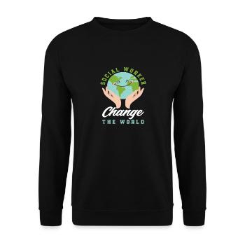 Just a cool social worker - Unisex Sweatshirt - black - Front - Alina (178cm) & Michal (187cm)