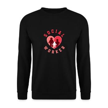 Herzliche Wertschätzung für Sozialarbeiter - Unisex Pullover - Schwarz - Vorne - Alina (178cm) & Michal (187cm)