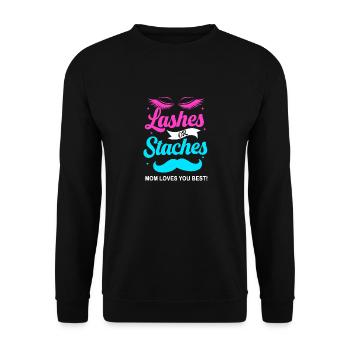 Weihnachten Gender Reveal Neugeborenes Babysprüche - Unisex Pullover - Schwarz - Vorne - Alina (178cm) & Michal (187cm)