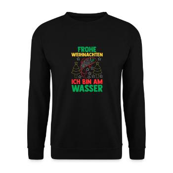 Weihnachtsmann Angeln Weihnachtsfest Weihnachten - Unisex Pullover - Schwarz - Vorne - Alina (178cm) & Michal (187cm)