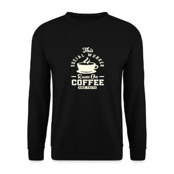 Social worker running with coffee and faith - Unisex Sweatshirt - black - Front - Alina (178cm) & Michal (187cm)