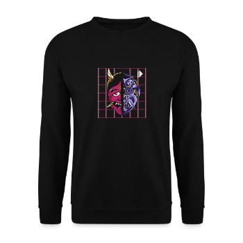 Kanji Japon Oni Démon Masque Ninja Samouraï - Sweat-shirt Unisexe - noir - Devant - Alina (178cm) & Michal (187cm)