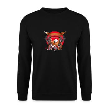 Kanji Japan Katana Ninja Katze Samurai - Unisex Pullover - Schwarz - Vorne - Alina (178cm) & Michal (187cm)