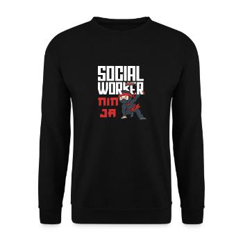 Social Worker Ninja Warrior Design - Unisex Sweatshirt - black - Front - Alina (178cm) & Michal (187cm)