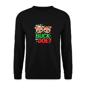 Weihnachten Gender Reveal Neugeborenes Babysprüche - Unisex Pullover - Schwarz - Vorne - Alina (178cm) & Michal (187cm)