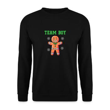 Weihnachten Gender Reveal Neugeborenes Babysprüche - Unisex Pullover - Schwarz - Vorne - Alina (178cm) & Michal (187cm)
