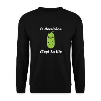 Humour cornichon - Sweat-shirt Unisexe - noir - Devant - Alina (178cm) & Michal (187cm)