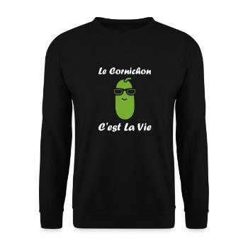 Humour cornichon - Sweat-shirt Unisexe - noir - Devant - Alina (178cm) & Michal (187cm)