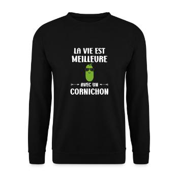 cornichon - Sweat-shirt Unisexe - noir - Devant - Alina (178cm) & Michal (187cm)
