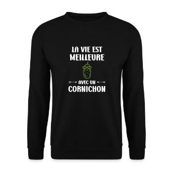 cornichon - Sweat-shirt Unisexe - noir - Devant - Alina (178cm) & Michal (187cm)