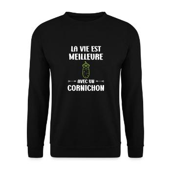 cornichon - Sweat-shirt Unisexe - noir - Devant - Alina (178cm) & Michal (187cm)