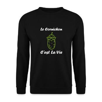 Humour cornichon - Sweat-shirt Unisexe - noir - Devant - Alina (178cm) & Michal (187cm)