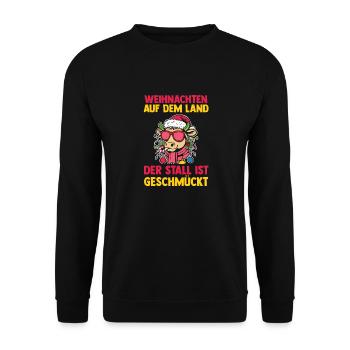 Weihnachtsmann Traktor Weihnachtsfest Landwirt Bau - Unisex Pullover - Schwarz - Vorne - Alina (178cm) & Michal (187cm)