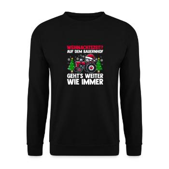 Santa Claus Tractor Christmas Party Farmer Construction - Unisex Sweatshirt - black - Front - Alina (178cm) & Michal (187cm)