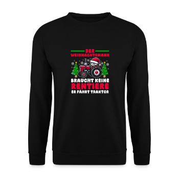 Santa Claus Tractor Christmas Party Farmer Construction - Unisex Sweatshirt - black - Front - Alina (178cm) & Michal (187cm)