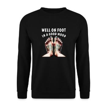 BIEN À PIED DANS LA BONNE HUMEUR - Sweat-shirt Unisexe - noir - Devant - Alina (178cm) & Michal (187cm)