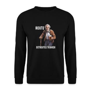 MAN BEER GLASS TODAY SUPERVISED DRINKING - Unisex Sweatshirt - black - Front - Alina (178cm) & Michal (187cm)