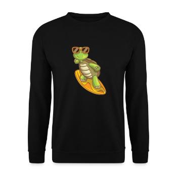 Sea Turtle Ocean Beach Surfing Turtle - Unisex Sweatshirt - black - Front - Alina (178cm) & Michal (187cm)