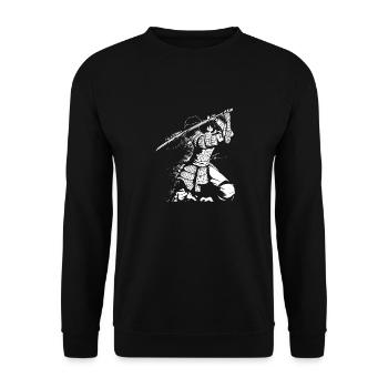 Kanji Japon Katana Épée Ninja Samouraï - Sweat-shirt Unisexe - noir - Devant - Alina (178cm) & Michal (187cm)
