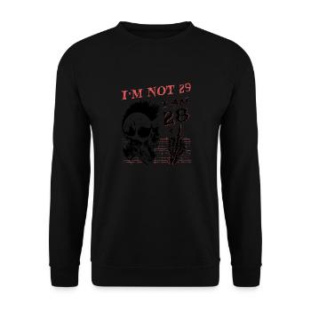 Ich bin 28 plus Mittelfinger - 29. Geburtstag - Unisex Pullover - Schwarz - Vorne - Alina (178cm) & Michal (187cm)