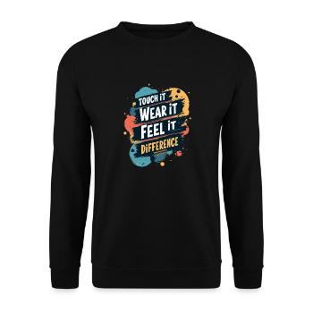 SPÜREN SIE DEN UNTERSCHIED - Unisex Pullover - Schwarz - Vorne - Alina (178cm) & Michal (187cm)