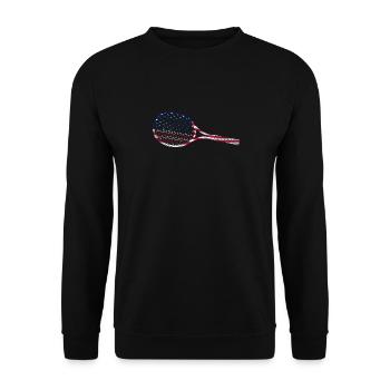 Raquette de joueur de tennis drôle - Sweat-shirt Unisexe - noir - Devant - Alina (178cm) & Michal (187cm)