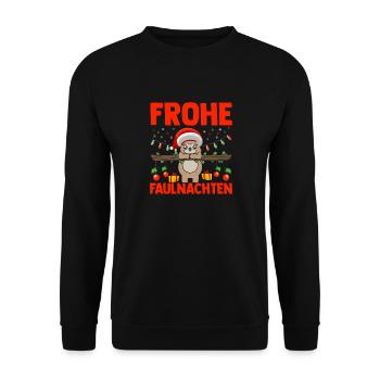 Weihnachtsmann Weihnachtsfest Faultier - Unisex Pullover - Schwarz - Vorne - Alina (178cm) & Michal (187cm)