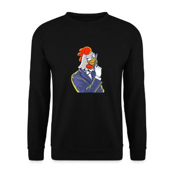 Hühner Agent Offizier Detektiv - Unisex Pullover - Schwarz - Vorne - Alina (178cm) & Michal (187cm)