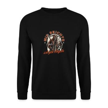 Sensemann mit Angel - Mir reicht’s, ich geh angeln - Unisex Pullover - Schwarz - Vorne - Alina (178cm) & Michal (187cm)