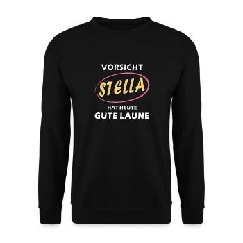 CAUTION: STELLA IS IN A GOOD MOOD - Unisex Sweatshirt - black - Front - Alina (178cm) & Michal (187cm)