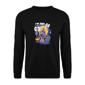 Fête zombie 64e anniversaire - 63 + doigt - Sweat-shirt Unisexe - noir - Devant - Alina (178cm) & Michal (187cm)