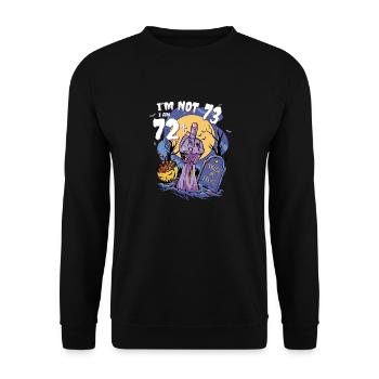 Zombie Motiv 73. Geburtstag - 72 + Finger für - Unisex Pullover - Schwarz - Vorne - Alina (178cm) & Michal (187cm)