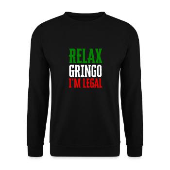 Relax Gringo Je suis légal Drôle d’immigration - Sweat-shirt Unisexe - noir - Devant - Alina (178cm) & Michal (187cm)